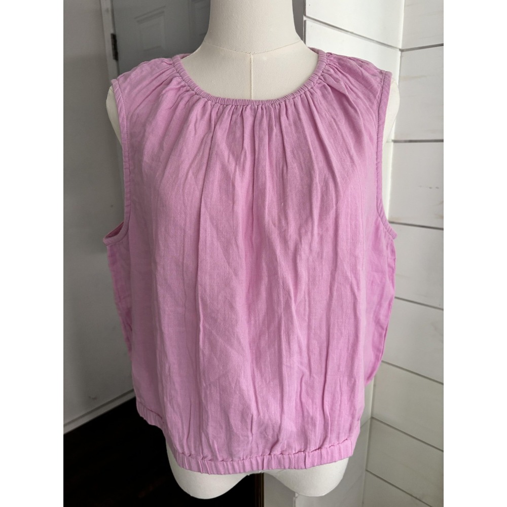 Pact Blouse Womens Large Pink 100%‎ Organic Cotton Gathered Hem Top Sustainable